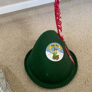 Green Peter Pan Hat with Red Feather